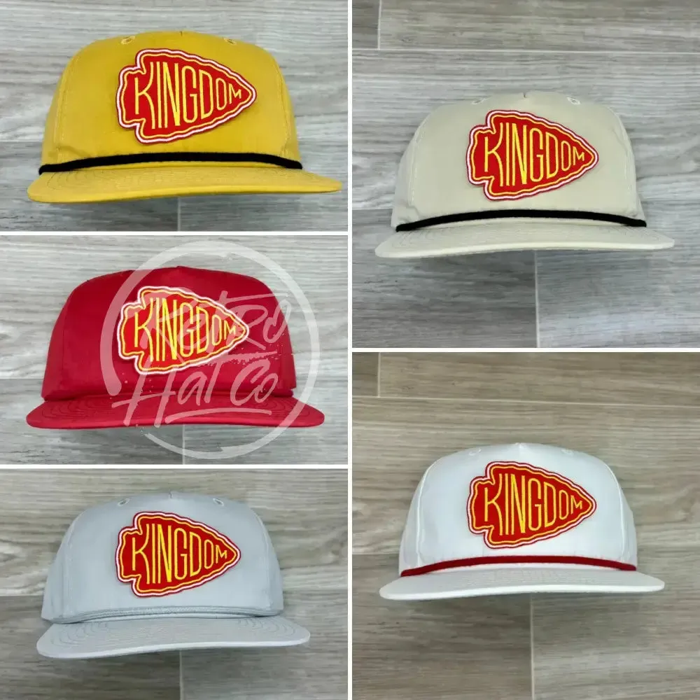 Kansas City Chiefs Kingdom Patch on Beige Retro Hat w/Black Rope
