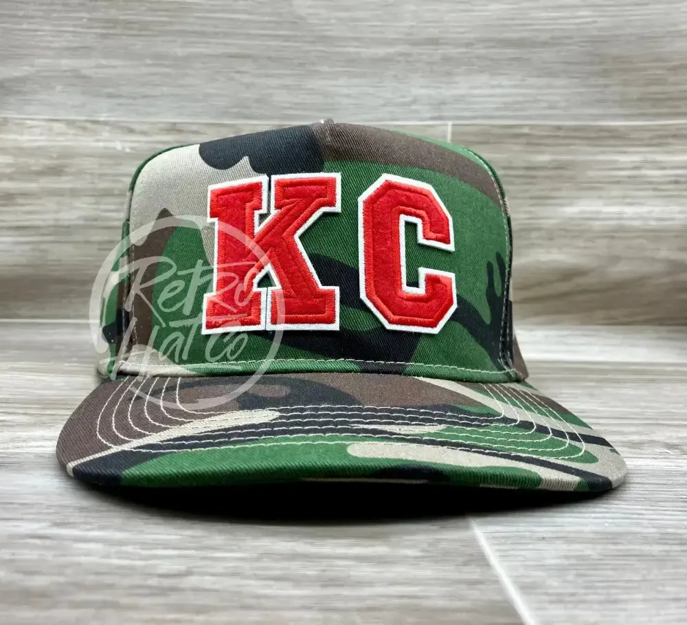 Kansas City KC Chiefs Letter Patch on Retro Woodland Camo SnapBack Hat