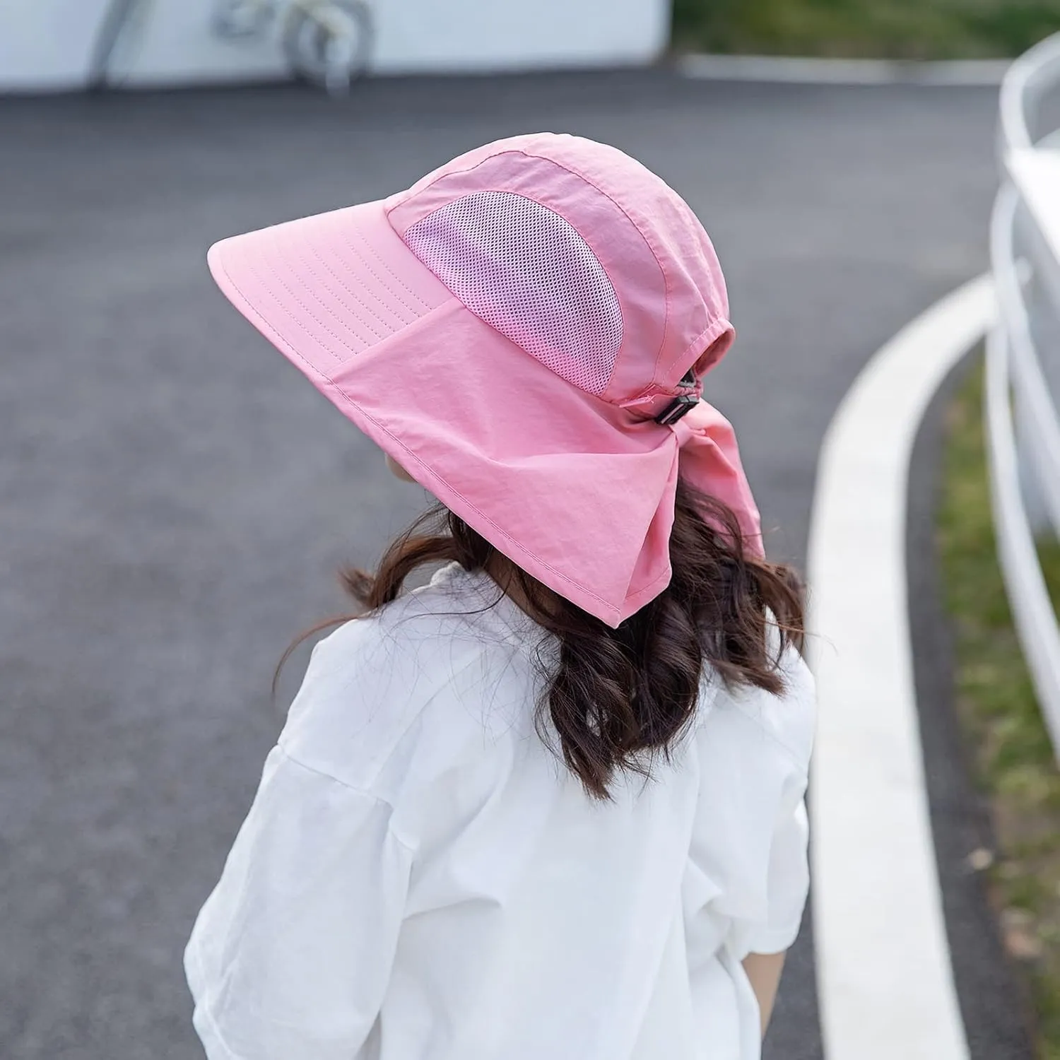 Kids Sun Hat with Neck Flap - Unisex Adjustable Children Wide Brim Summer UPF50  Sun Protection Mesh Bucket for 4-12y