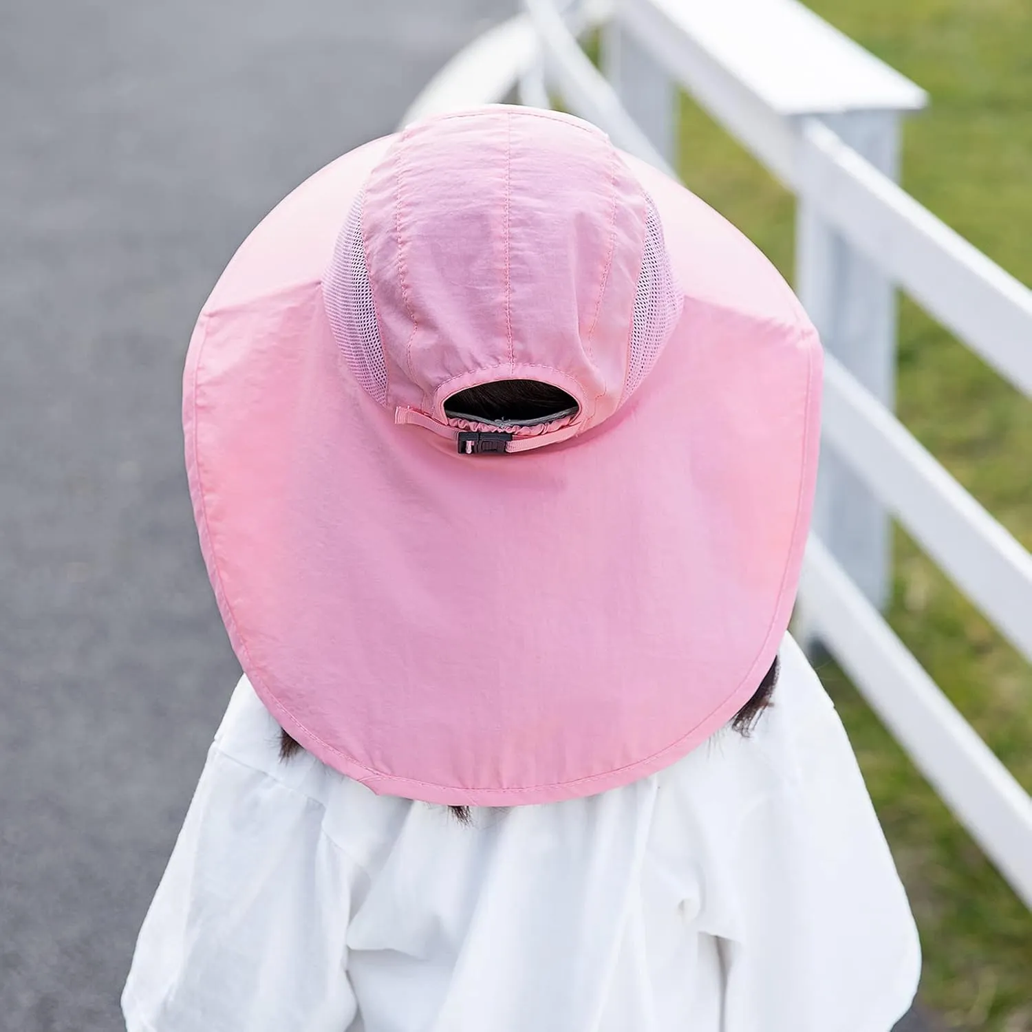 Kids Sun Hat with Neck Flap - Unisex Adjustable Children Wide Brim Summer UPF50  Sun Protection Mesh Bucket for 4-12y