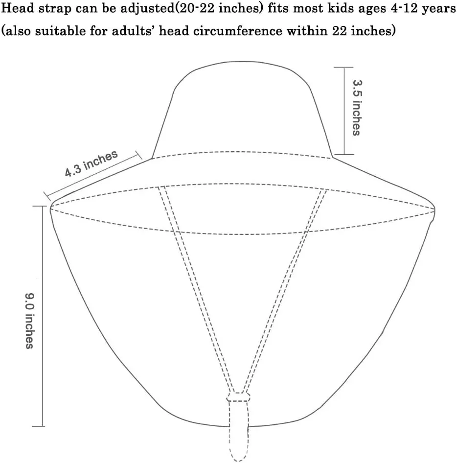 Kids Sun Hat with Neck Flap - Unisex Adjustable Children Wide Brim Summer UPF50  Sun Protection Mesh Bucket for 4-12y