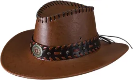 Leather Cowboy Hats for Women Unisex Wide Brim Foldable Outdoor Sports Cap Summer Rolled Up Cap 2025