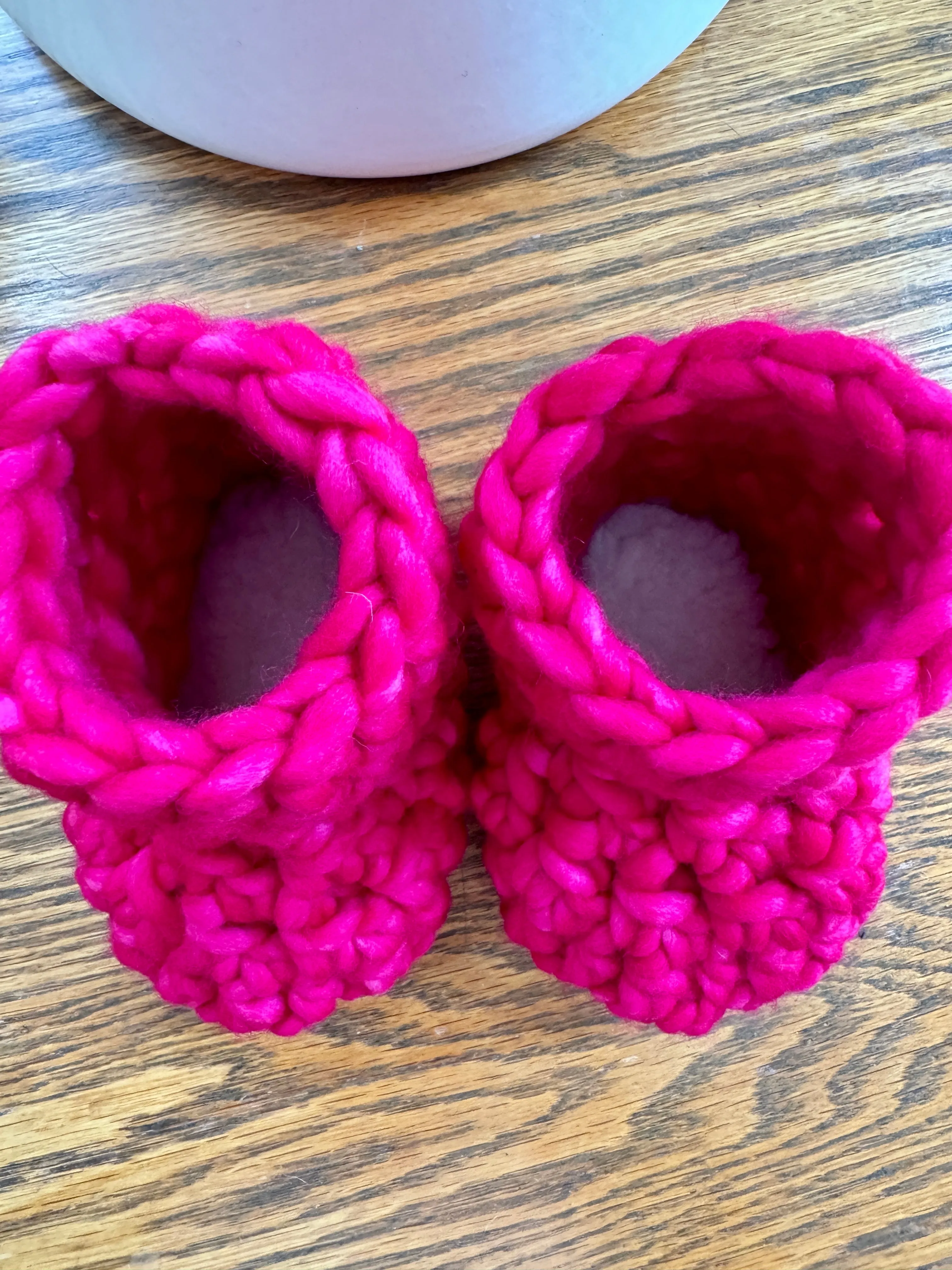 Luxury newborn crochet merino booties fall baby shower gift new mom cute hello pumpkin hot pink