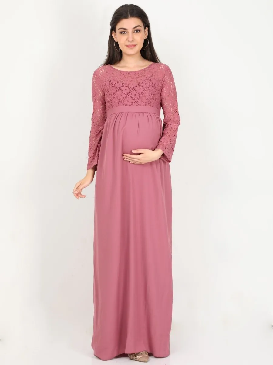 Mauve Lace Maternity Dress