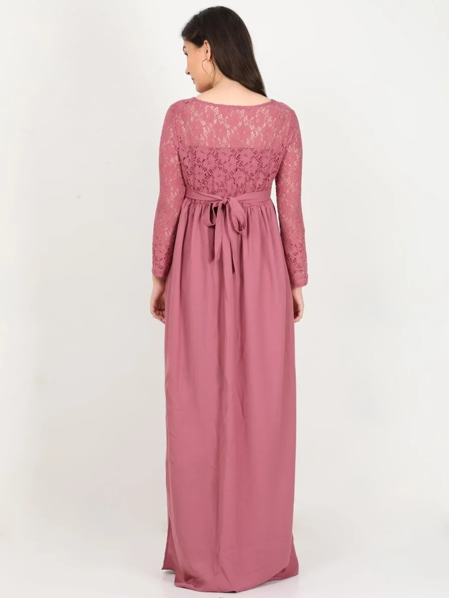 Mauve Lace Maternity Dress