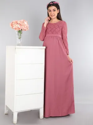 Mauve Lace Maternity Dress
