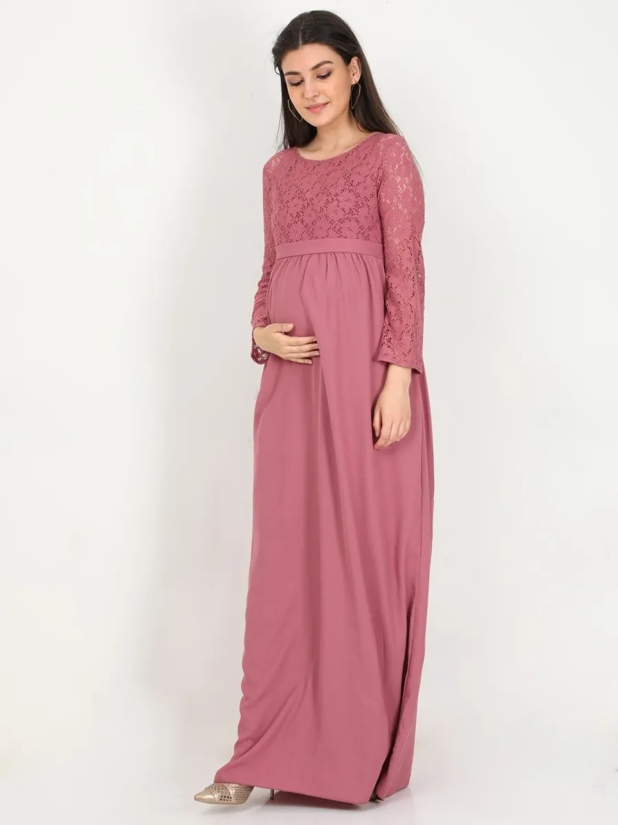 Mauve Lace Maternity Dress
