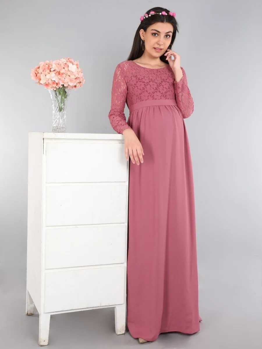 Mauve Lace Maternity Dress