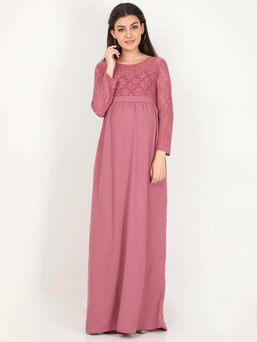 Mauve Lace Maternity Dress