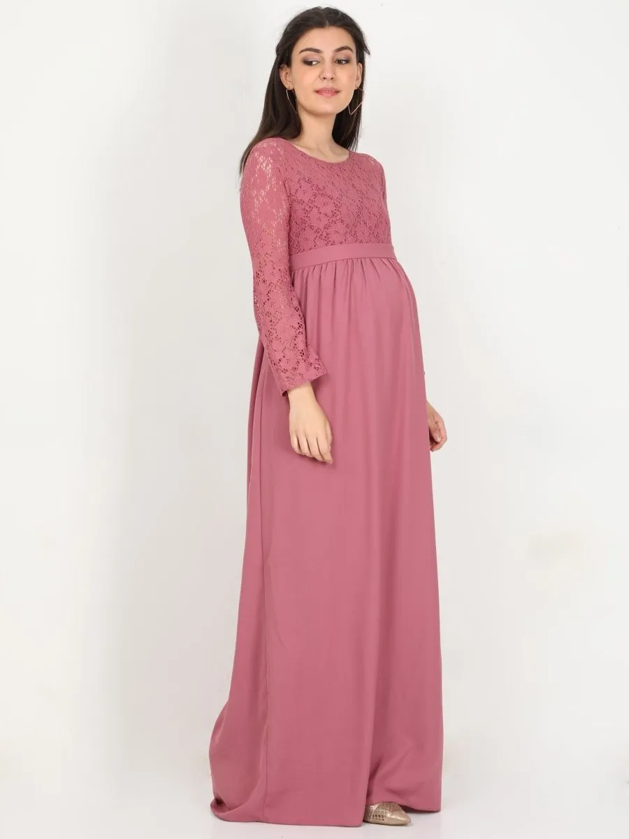 Mauve Lace Maternity Dress