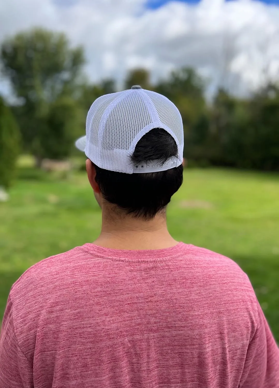 Mens Dad Hat, Gift for Dad, Gray Baseball Cap, Dad Trucker Hat, BR Rect Leather Patch Hat