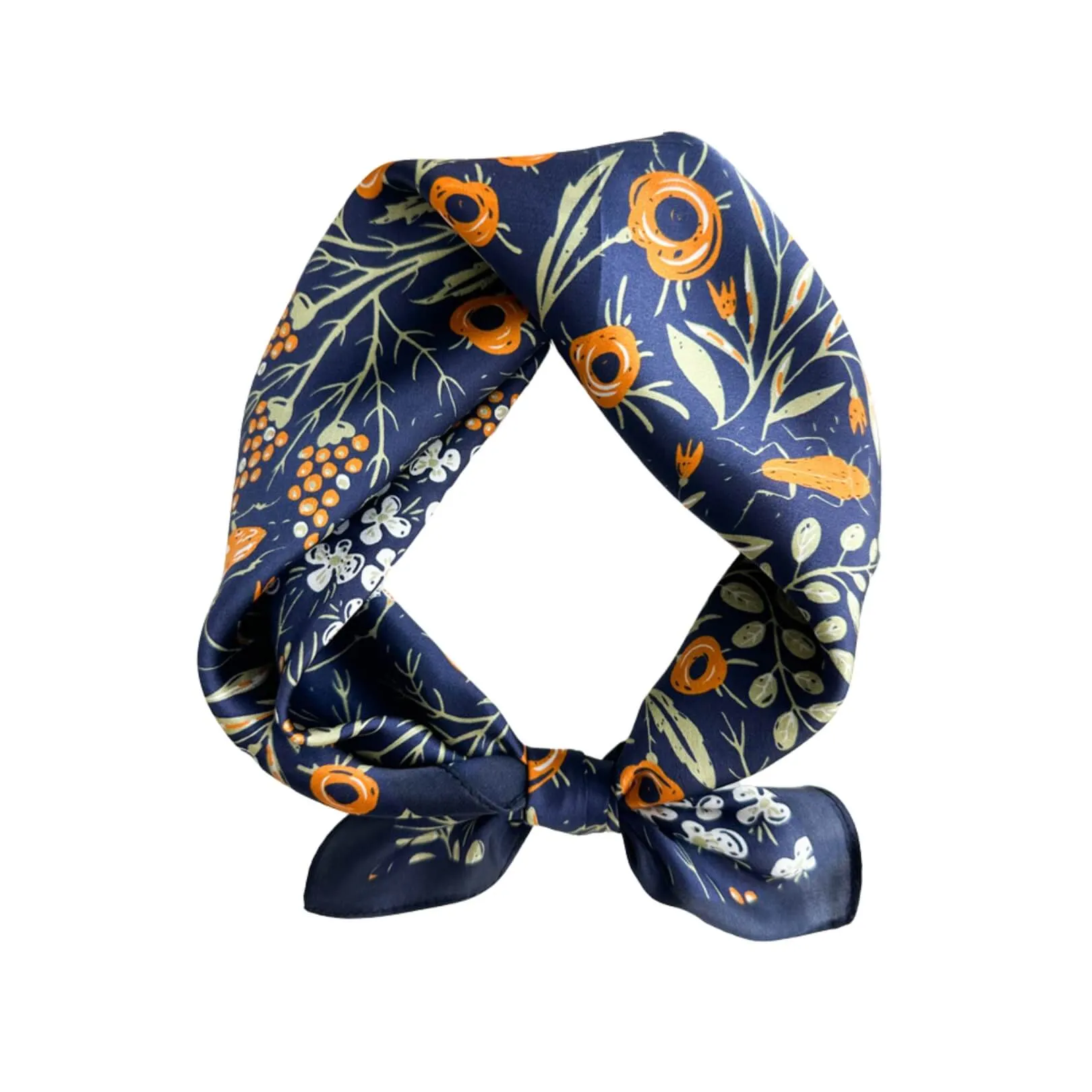 Moonlit Florals Pure Mulberry Silk Square Scarf Bandana