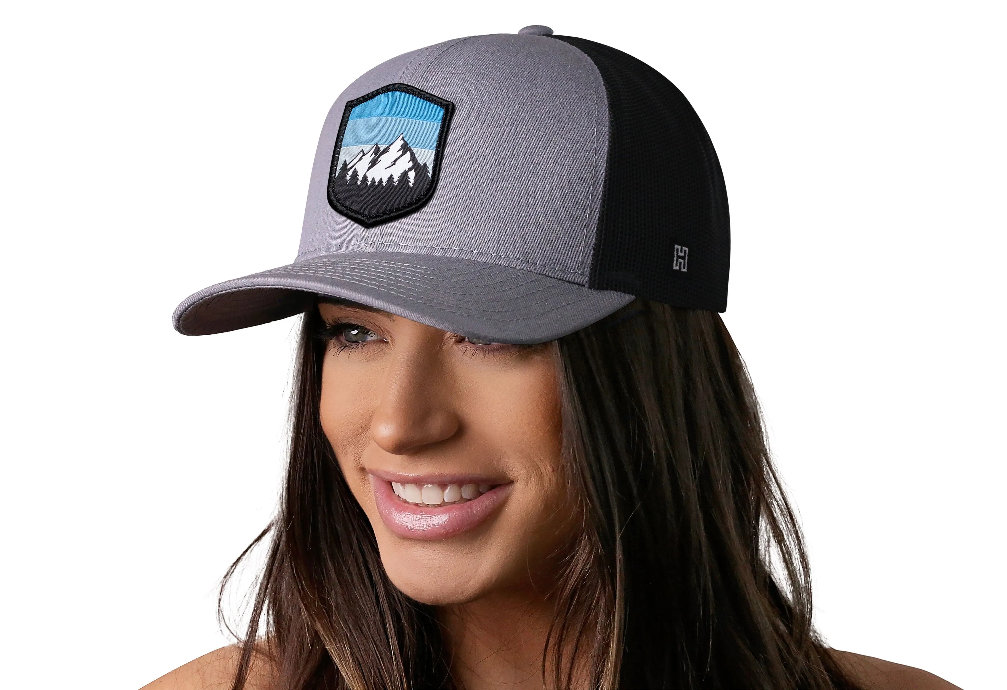 Mountains and Sky Trucker Hat  |  Gray Black Outdoors Snapback