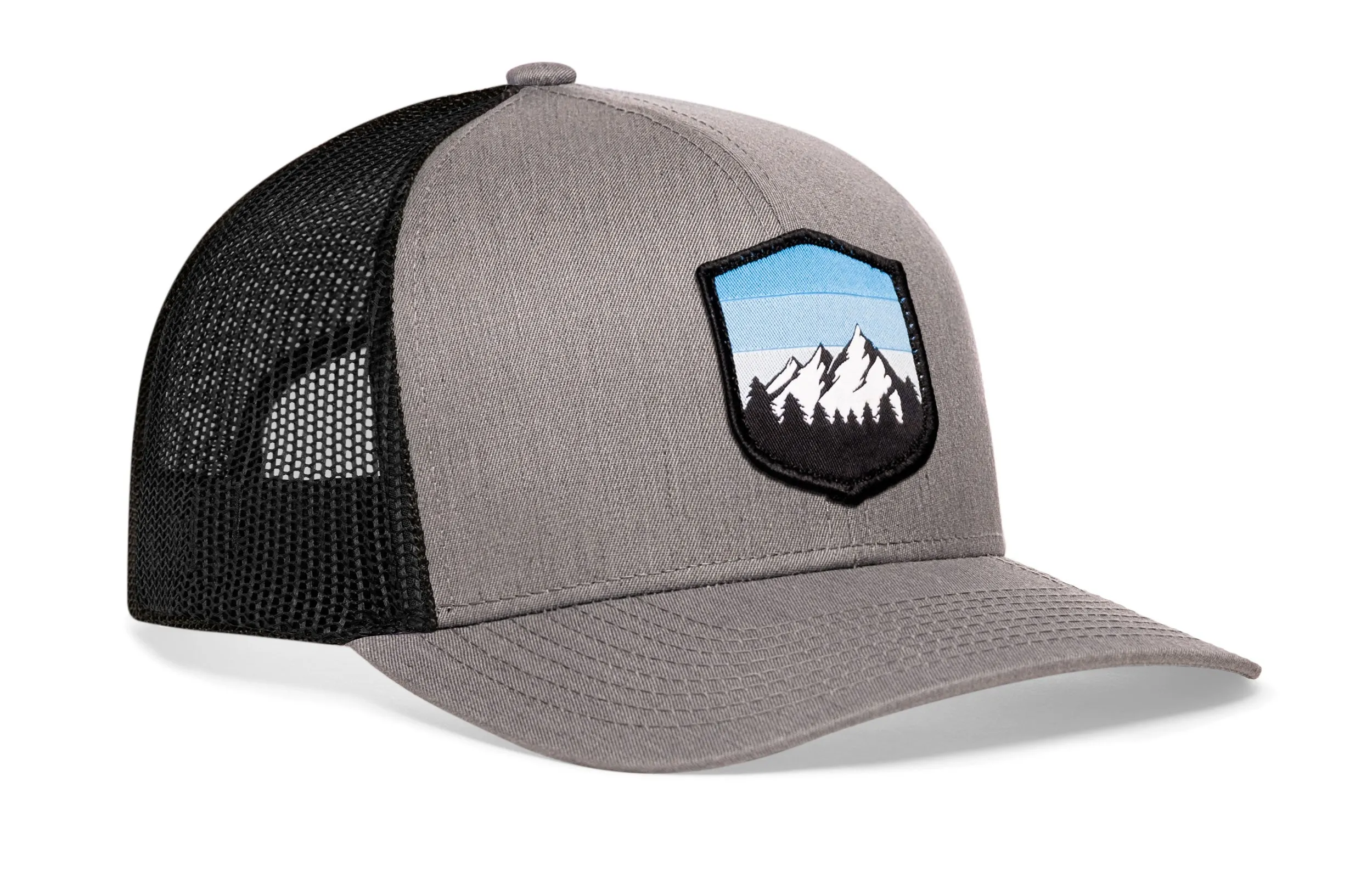 Mountains and Sky Trucker Hat  |  Gray Black Outdoors Snapback
