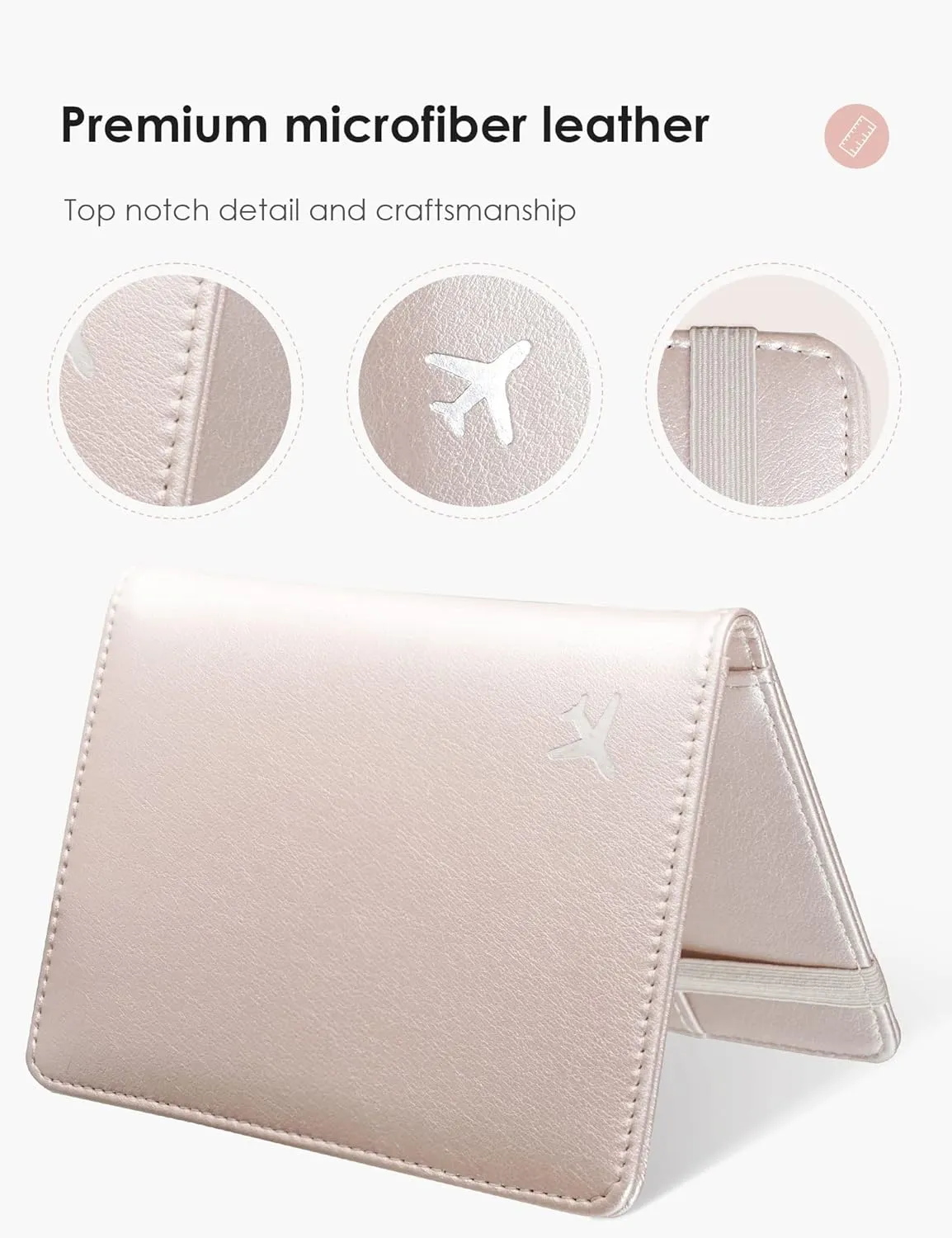 Mymazn Passport and Vaccine Card Holder Combo Passport Holder Wallet With Vaccination Card Holder Passport Case with RFID Blocking Clear Pocket For Vaccine Card Holder (Champagne Pink)