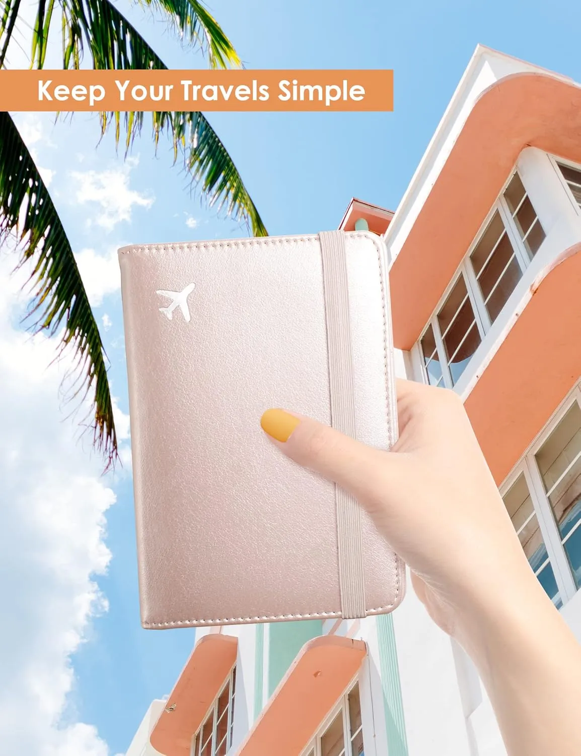 Mymazn Passport and Vaccine Card Holder Combo Passport Holder Wallet With Vaccination Card Holder Passport Case with RFID Blocking Clear Pocket For Vaccine Card Holder (Champagne Pink)