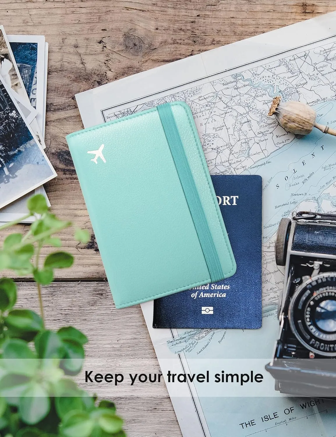 Mymazn Turquoise Passport and Vaccine Card Holder Combo Passport Holder Travel Wallet with Vaccination Card Holder Passport Case with RFID Blocking Clear Pocket For Vaccine Card (Pale Turquoise)