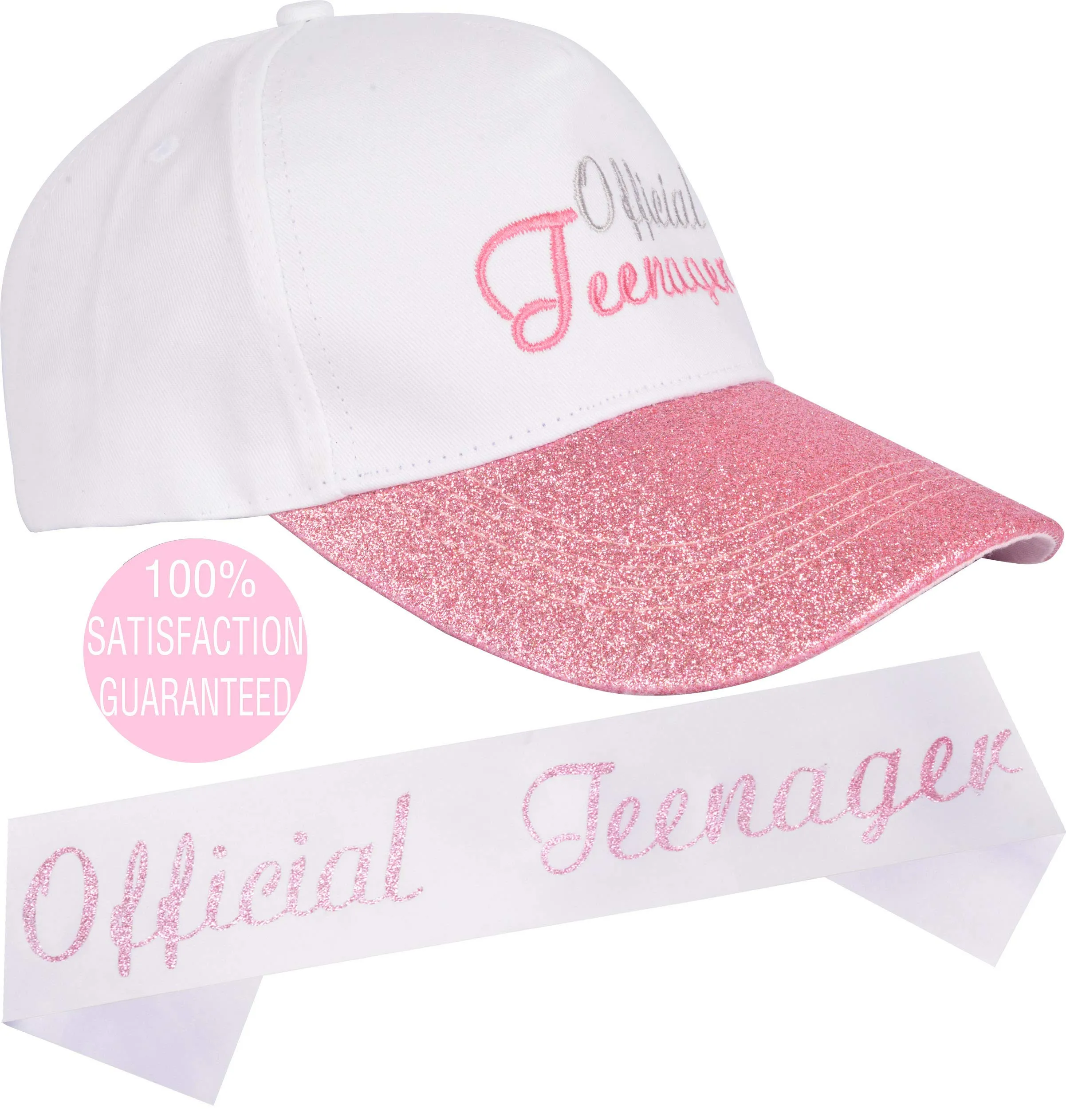OFFICIAL TEENAGER and Hat, Baseball Cap Pink, OFFICIAL TEENAGER Sash Birthday, Novelty