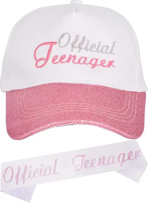 OFFICIAL TEENAGER and Hat, Baseball Cap Pink, OFFICIAL TEENAGER Sash Birthday, Novelty