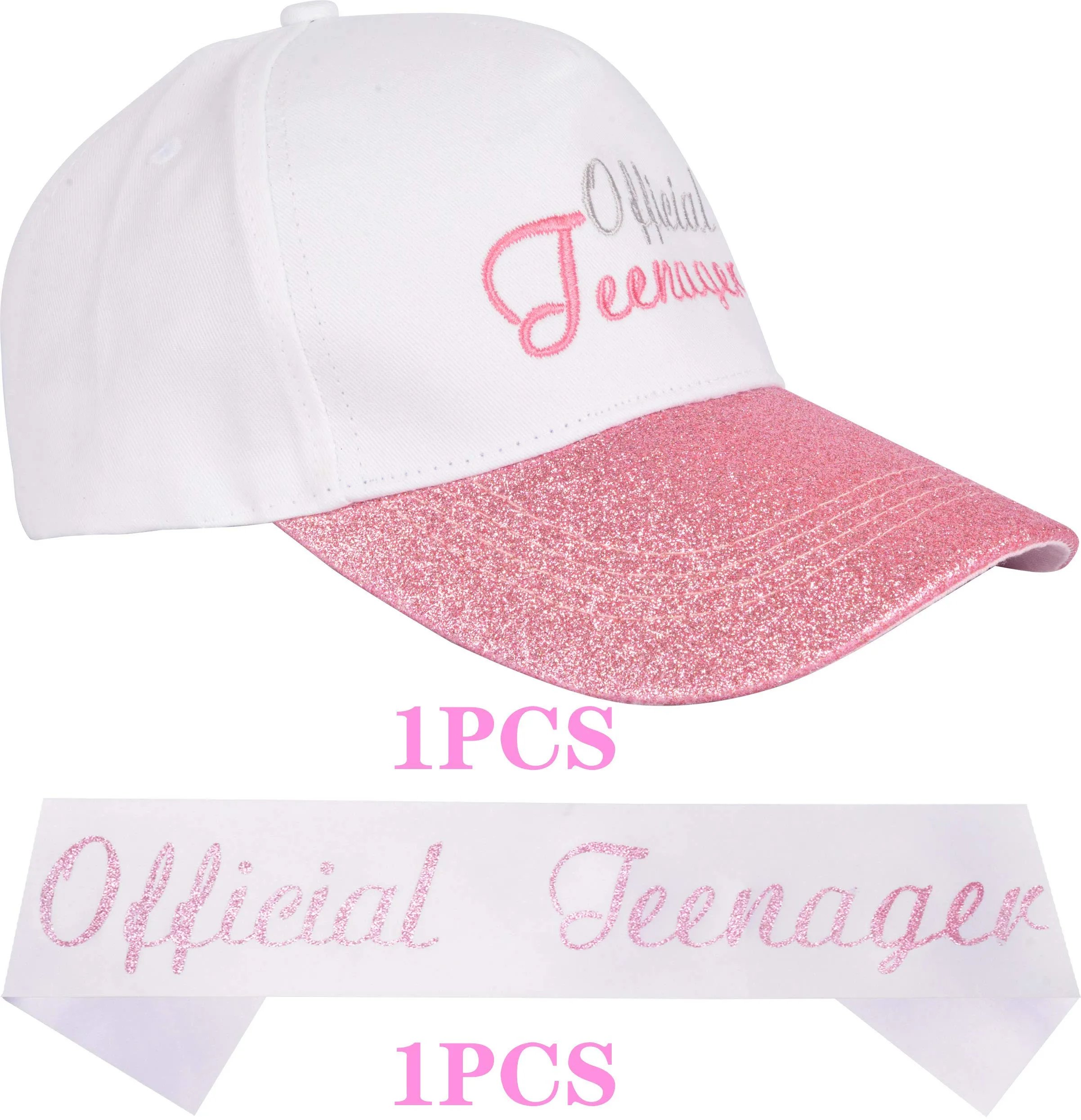 OFFICIAL TEENAGER and Hat, Baseball Cap Pink, OFFICIAL TEENAGER Sash Birthday, Novelty