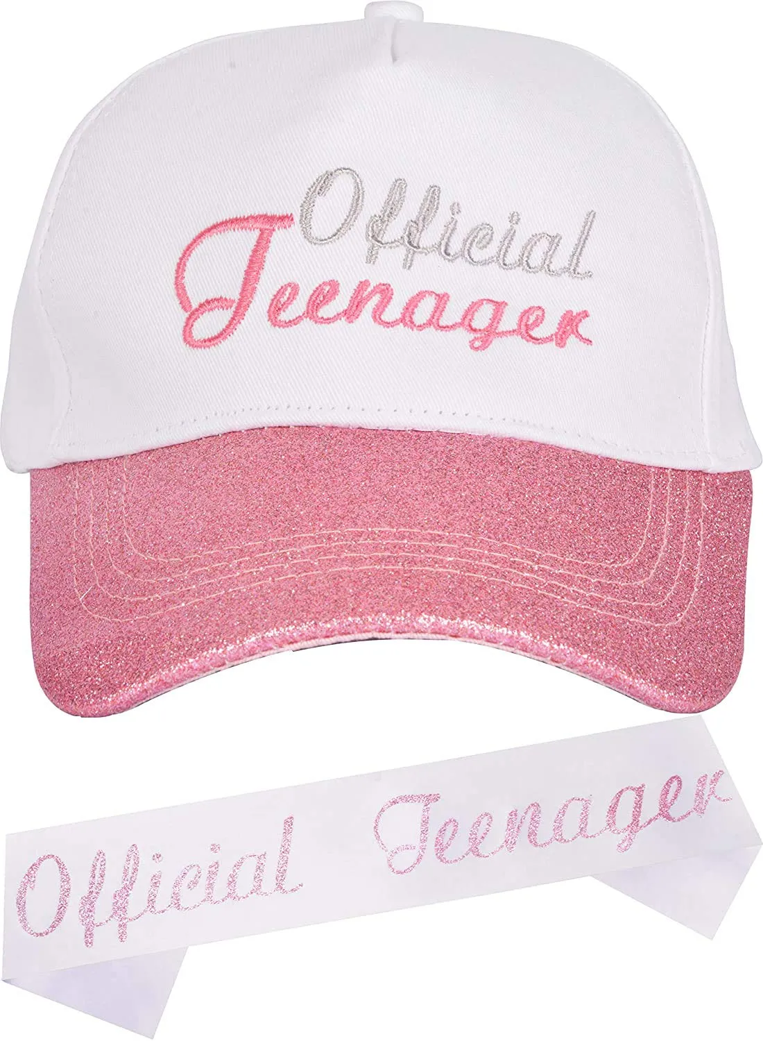 OFFICIAL TEENAGER and Hat, Baseball Cap Pink, OFFICIAL TEENAGER Sash Birthday, Novelty