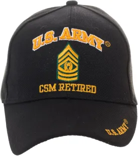 Officially Licensed US Army Retired Baseball Cap - Multiple Ranks Available! (Command Sergeant Major)