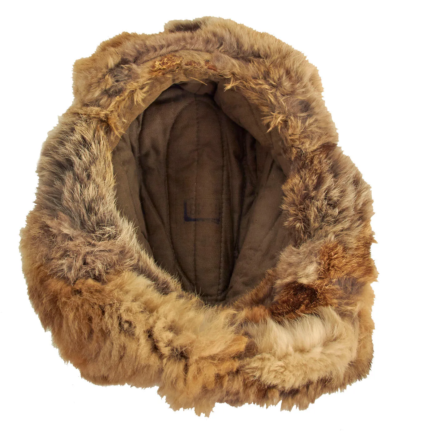 Original German WWII Eastern Front 56cm Rabbit Fur Pelzmütze Winter Hat - dated 1943