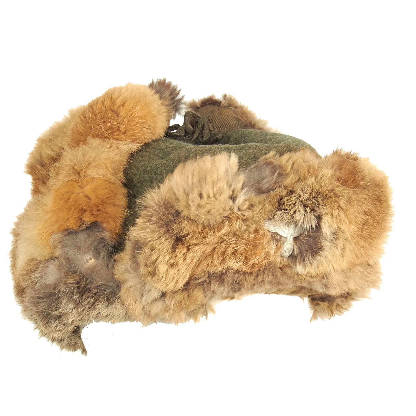 Original German WWII Eastern Front 56cm Rabbit Fur Pelzmütze Winter Hat - dated 1943
