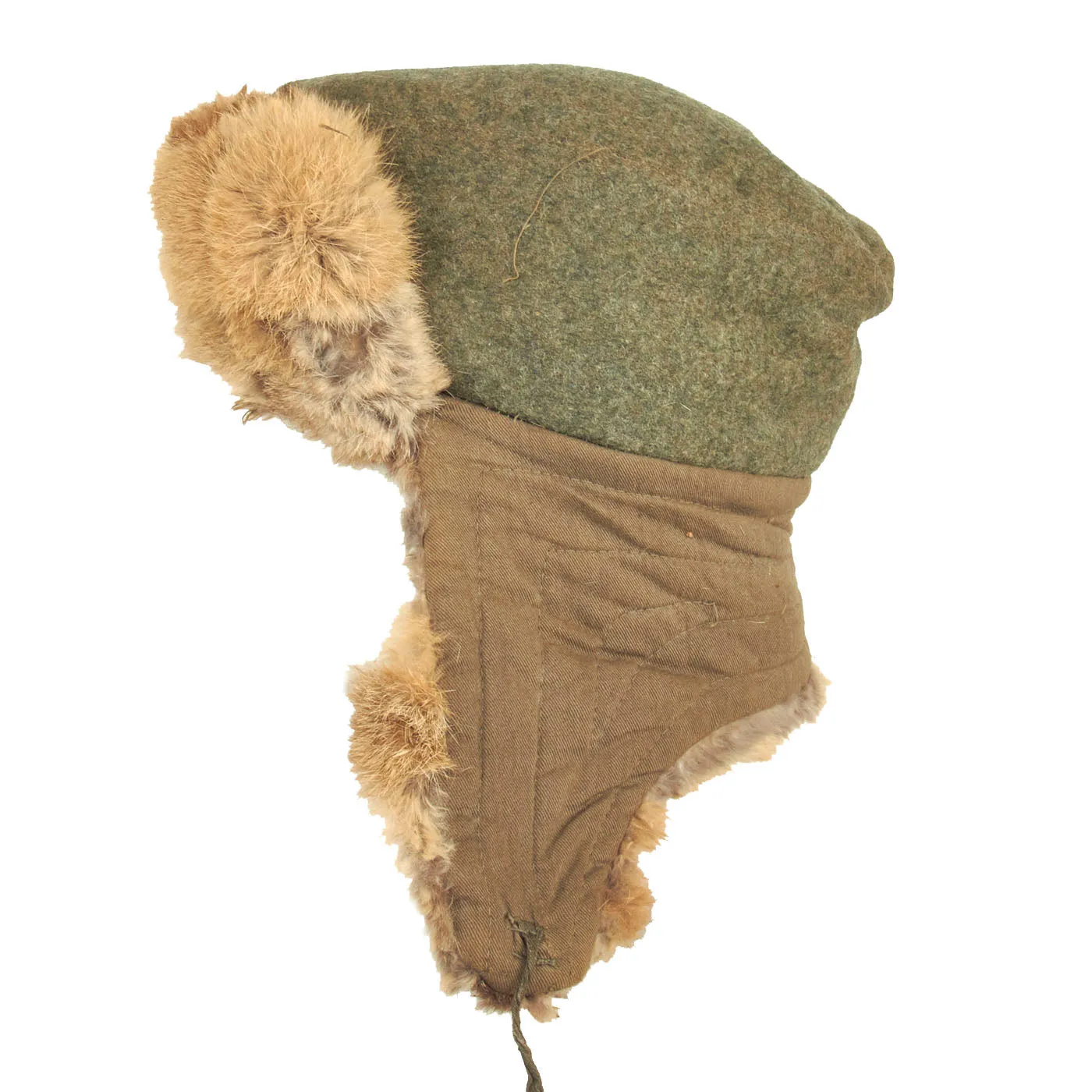 Original German WWII Eastern Front 56cm Rabbit Fur Pelzmütze Winter Hat - dated 1943