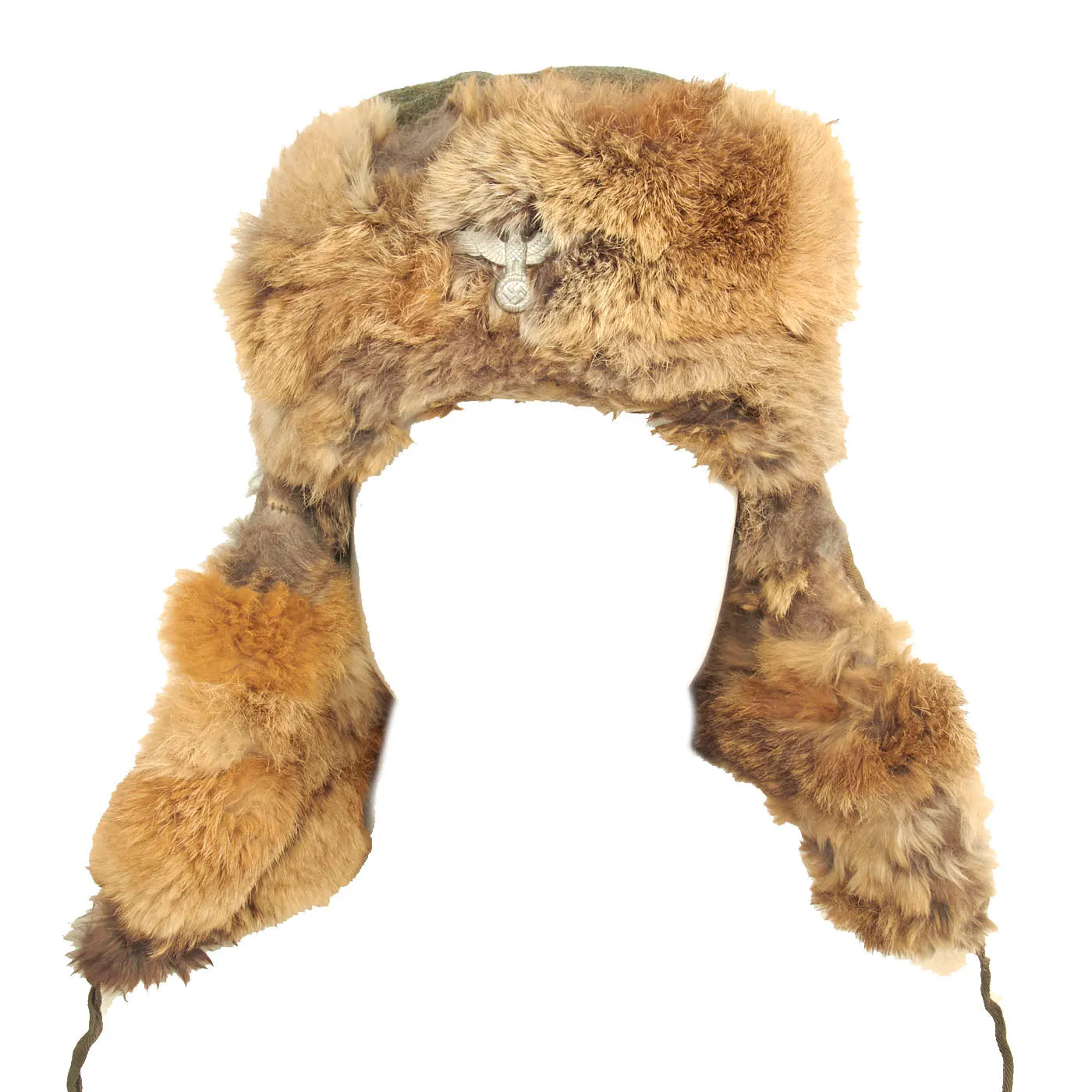 Original German WWII Eastern Front 56cm Rabbit Fur Pelzmütze Winter Hat - dated 1943