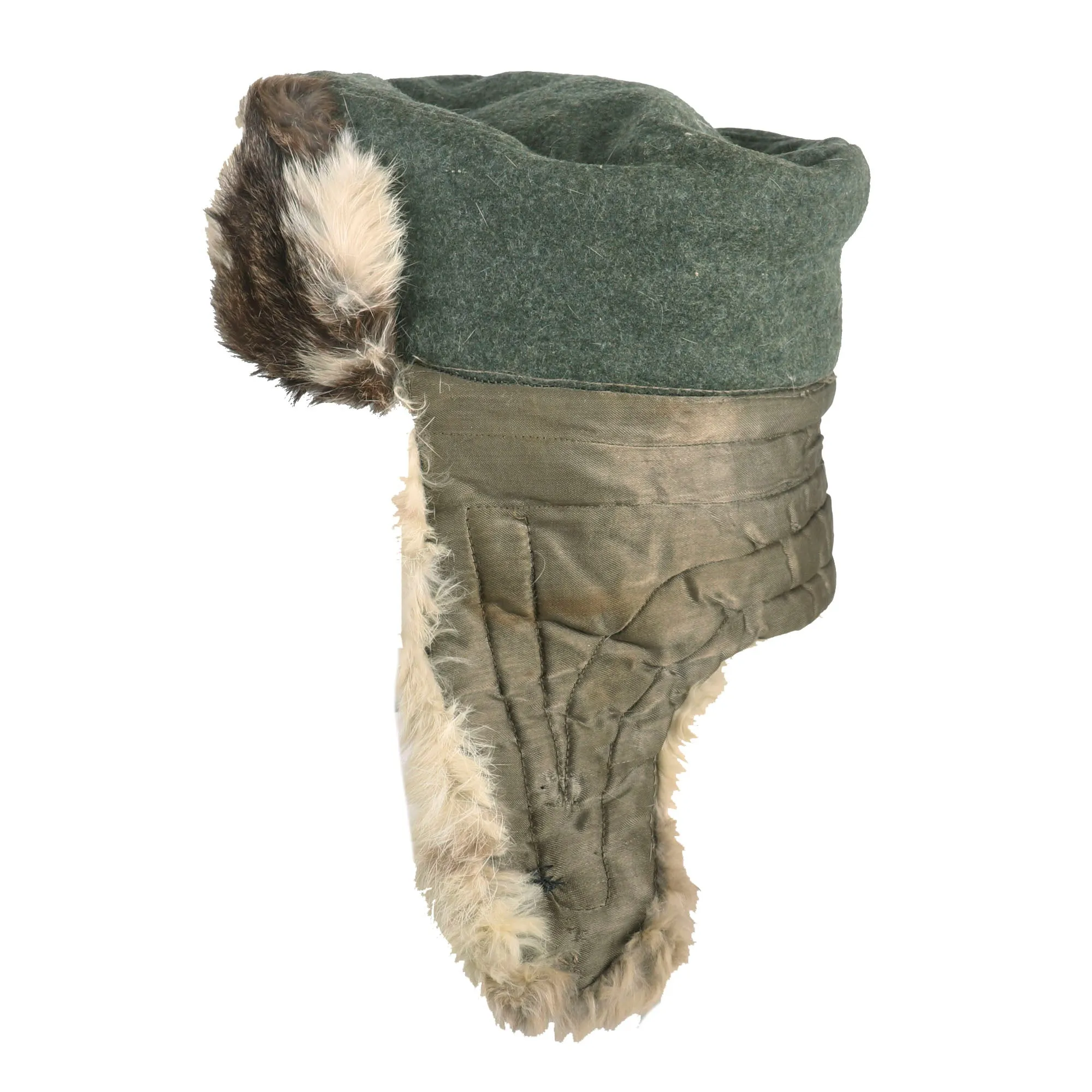 Original German WWII Eastern Front Heer Army Rabbit Fur Pelzmütze Winter Hat