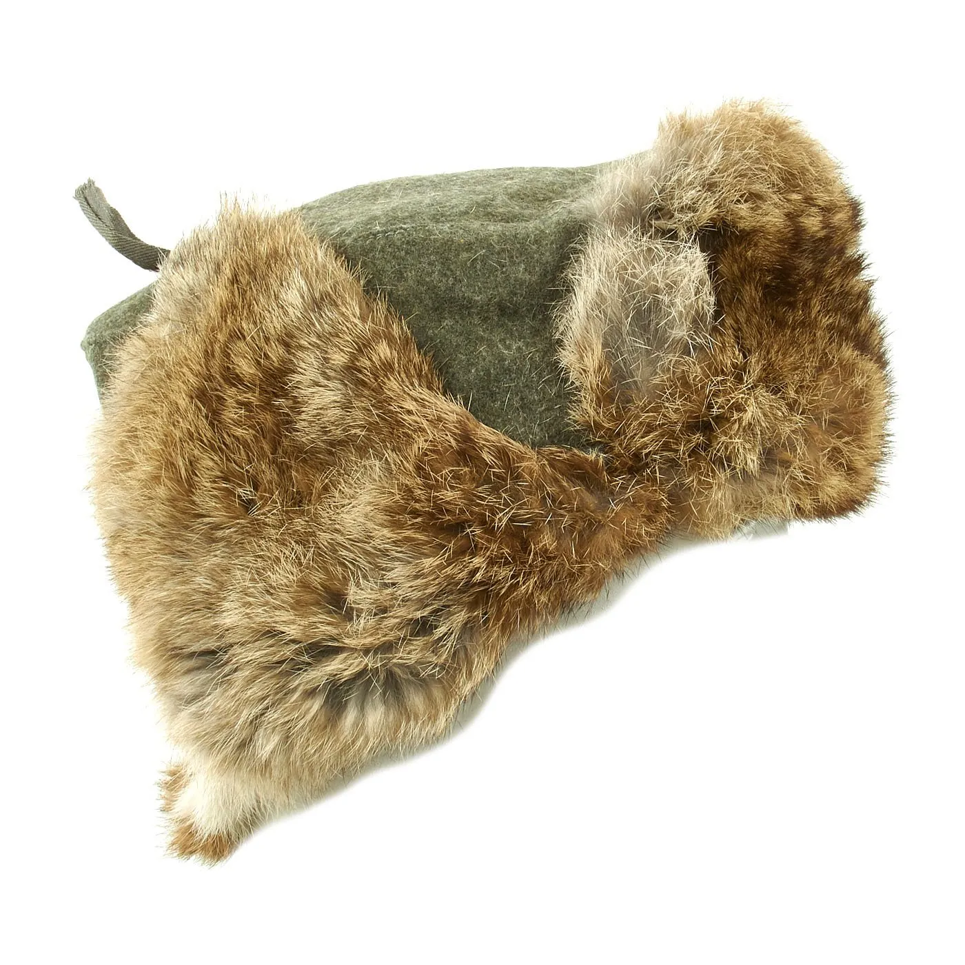 Original German WWII Eastern Front White Rabbit Fur Winter Hat - size 58