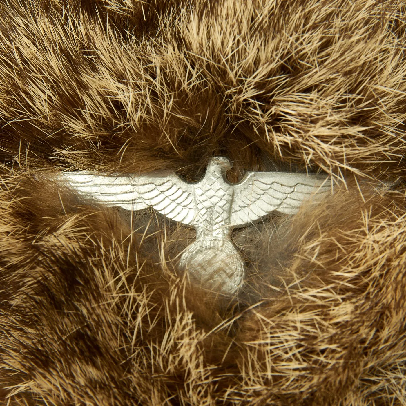 Original German WWII Eastern Front White Rabbit Fur Winter Hat - size 58