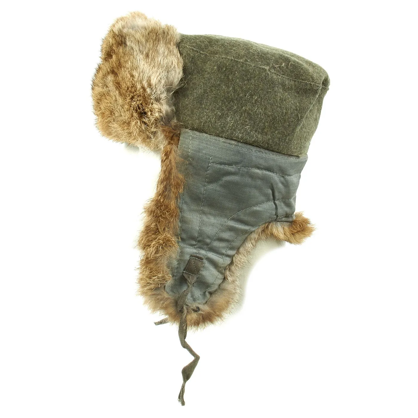 Original German WWII Eastern Front White Rabbit Fur Winter Hat - size 58
