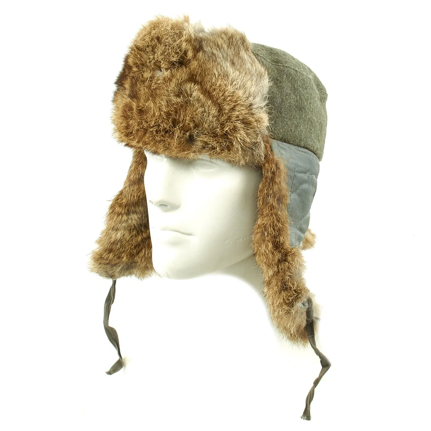 Original German WWII Eastern Front White Rabbit Fur Winter Hat - size 58