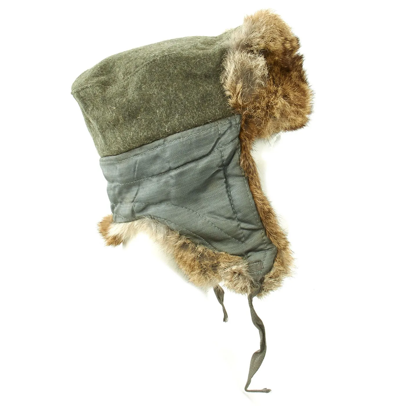 Original German WWII Eastern Front White Rabbit Fur Winter Hat - size 58
