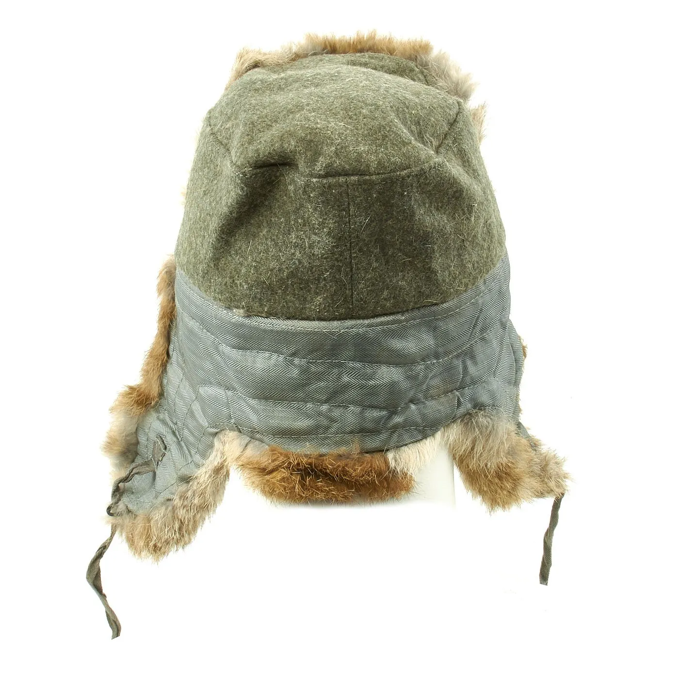 Original German WWII Eastern Front White Rabbit Fur Winter Hat - size 58