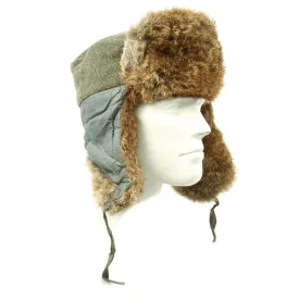 Original German WWII Eastern Front White Rabbit Fur Winter Hat - size 58