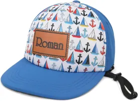 Personalized Baby Sun Hats, Leather Patch Toddler Baseball Cap, Adjustable Chin Strap Trucker Hat for Infant Boys Girls