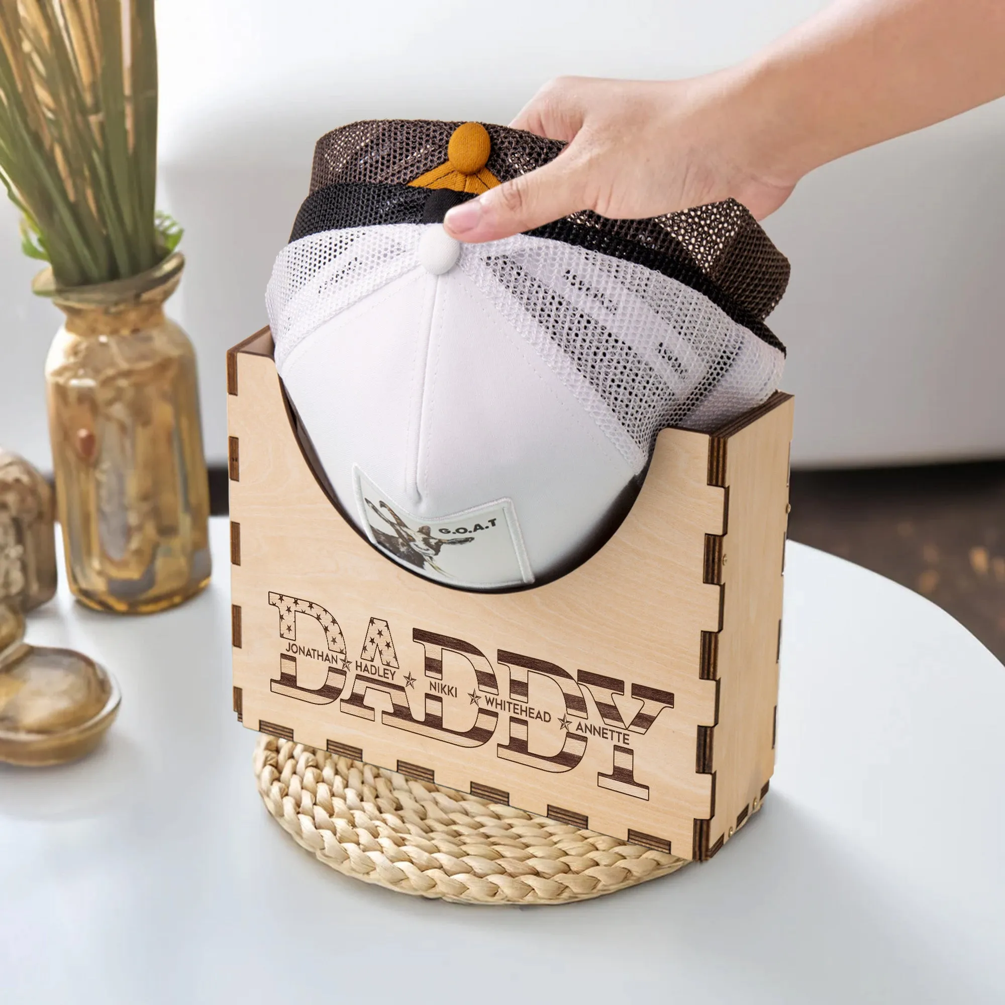 Personalized Wooden Hat Holder, Personalized Cap Holder, Custom Hat Holder, Hat Rack, Hat Storage Box, Fathers Day Gift HH03