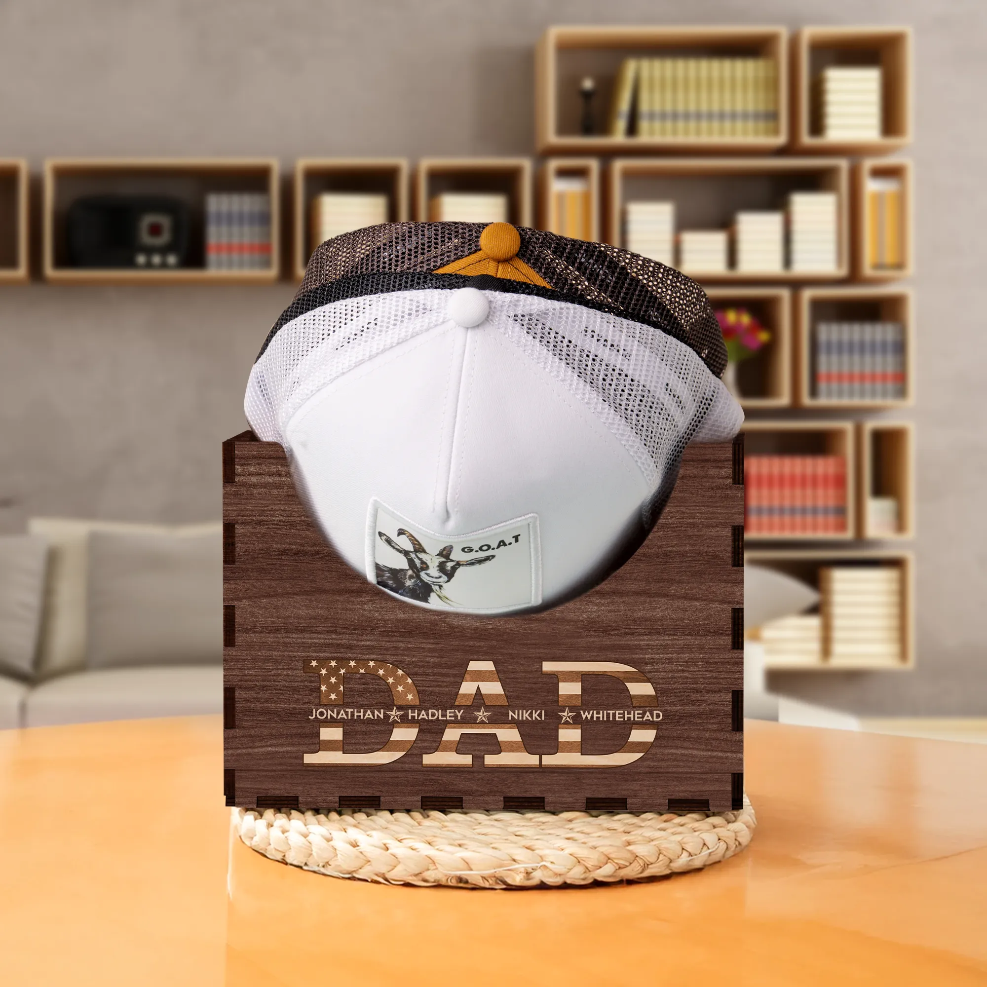 Personalized Wooden Hat Holder, Personalized Cap Holder, Custom Hat Holder, Hat Rack, Hat Storage Box, Fathers Day Gift HH03