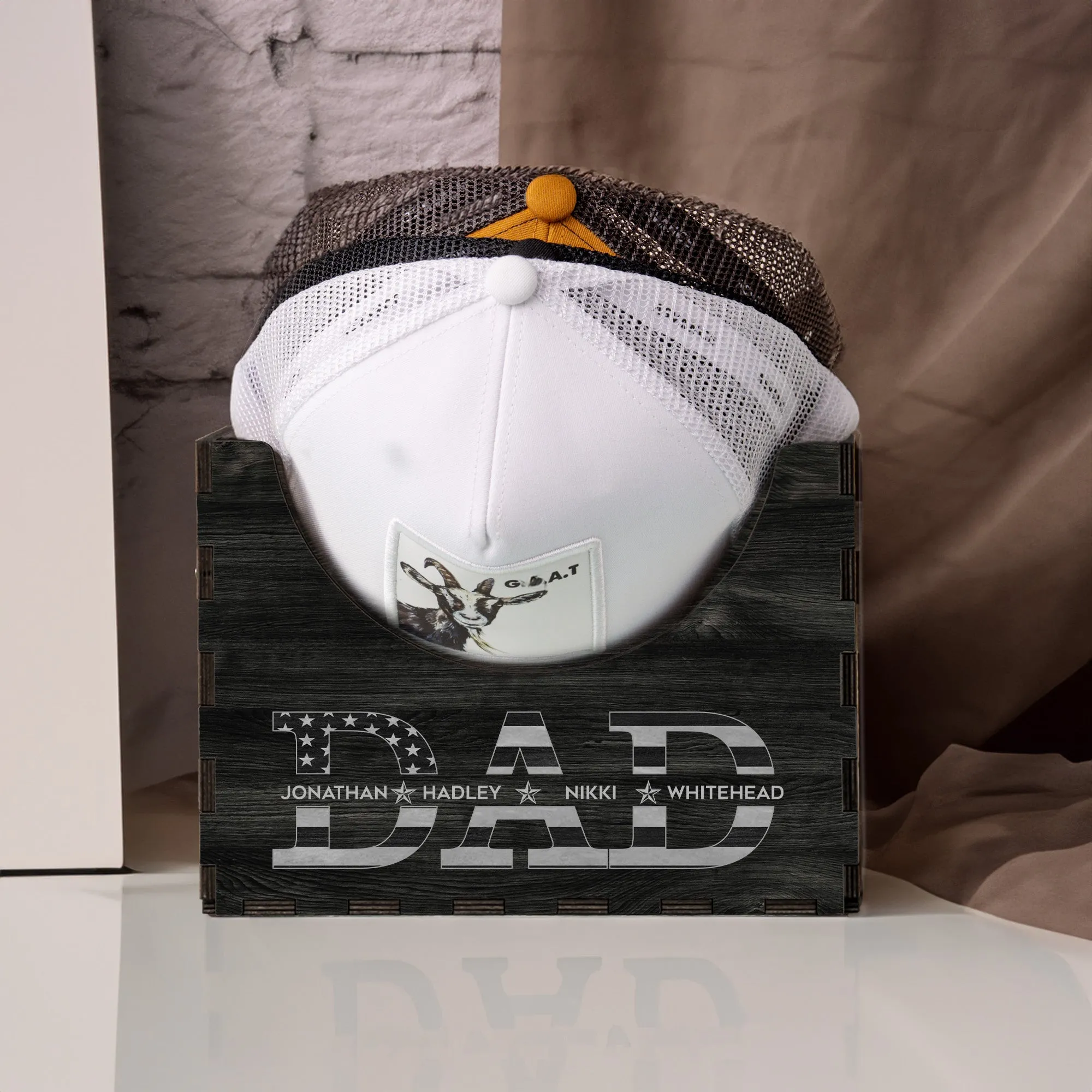 Personalized Wooden Hat Holder, Personalized Cap Holder, Custom Hat Holder, Hat Rack, Hat Storage Box, Fathers Day Gift HH03