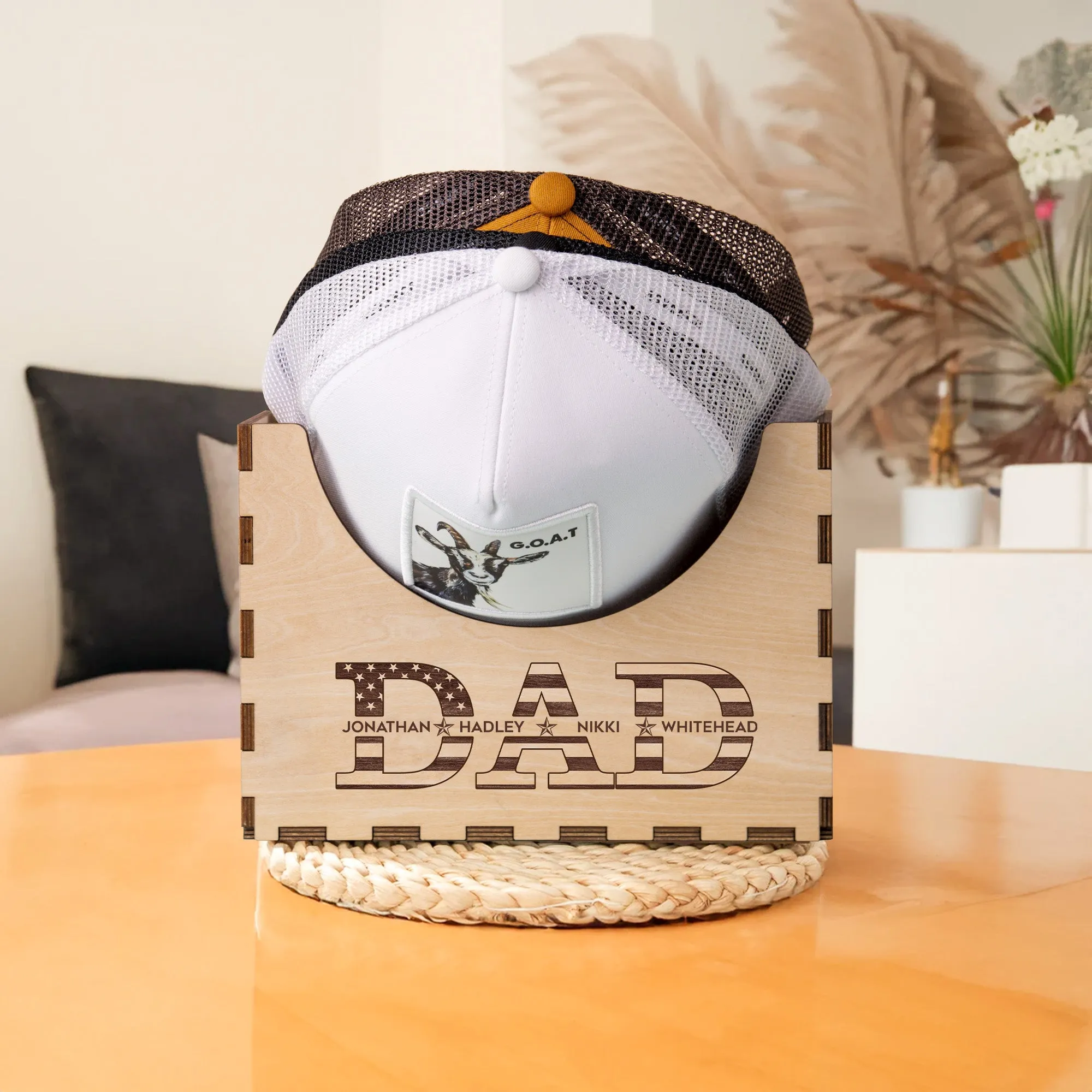 Personalized Wooden Hat Holder, Personalized Cap Holder, Custom Hat Holder, Hat Rack, Hat Storage Box, Fathers Day Gift HH03
