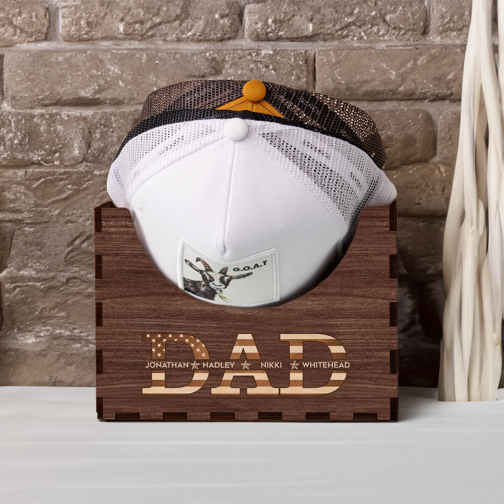 Personalized Wooden Hat Holder, Personalized Cap Holder, Custom Hat Holder, Hat Rack, Hat Storage Box, Fathers Day Gift HH03