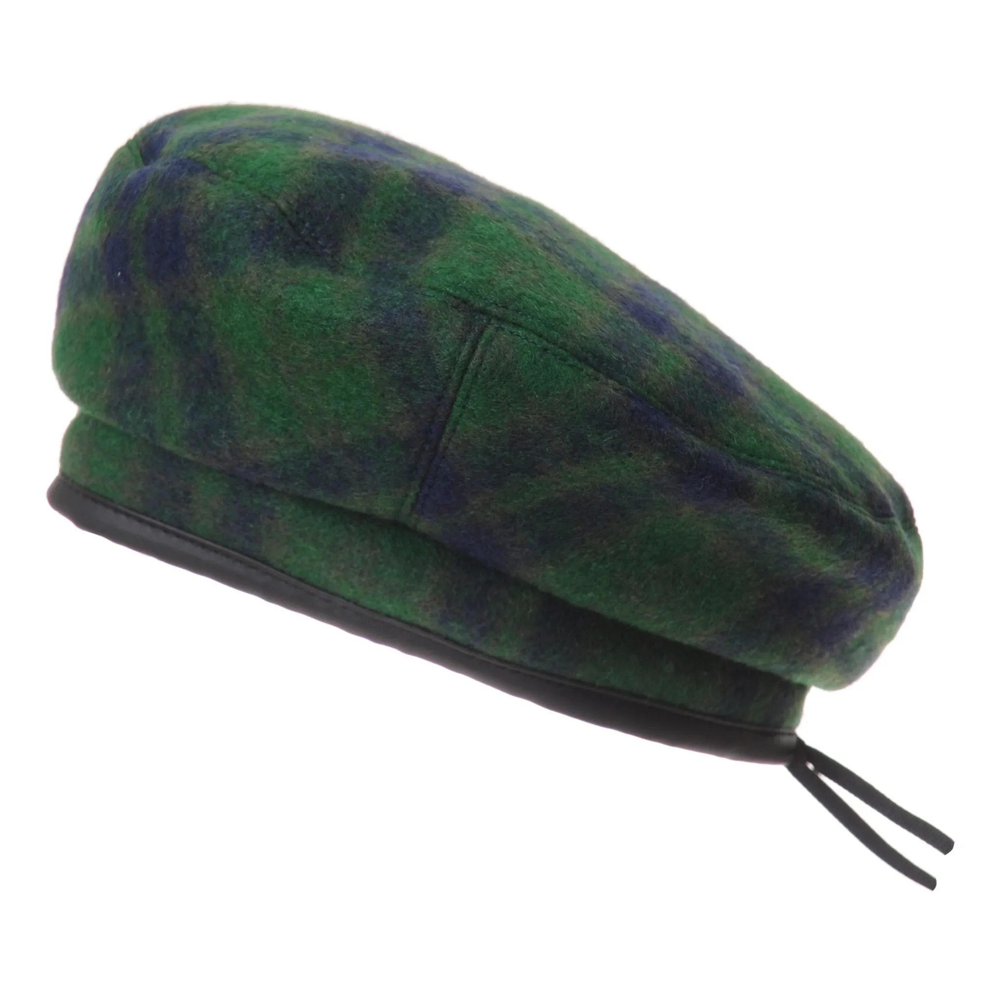 Polyester Beret Hat Tartan Check Leather Sweatband KR3781