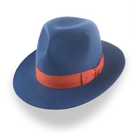Premium Rabbit Fur Felt Blue Poet Fedora Hat | The Pulsar