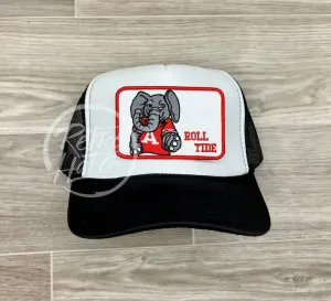 Retro Alabama / Roll Tide Patch on White/Black Meshback Trucker