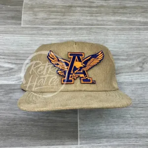 Retro Auburn War Eagle Patch on Tan Corduroy Hat