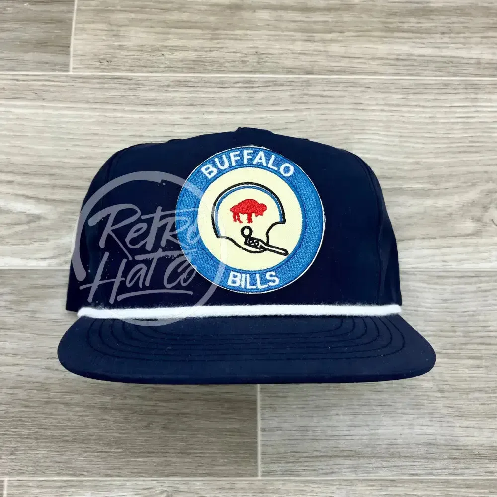 Retro Buffalo Bills Helmet Crest on Blue Poly Rope Hat