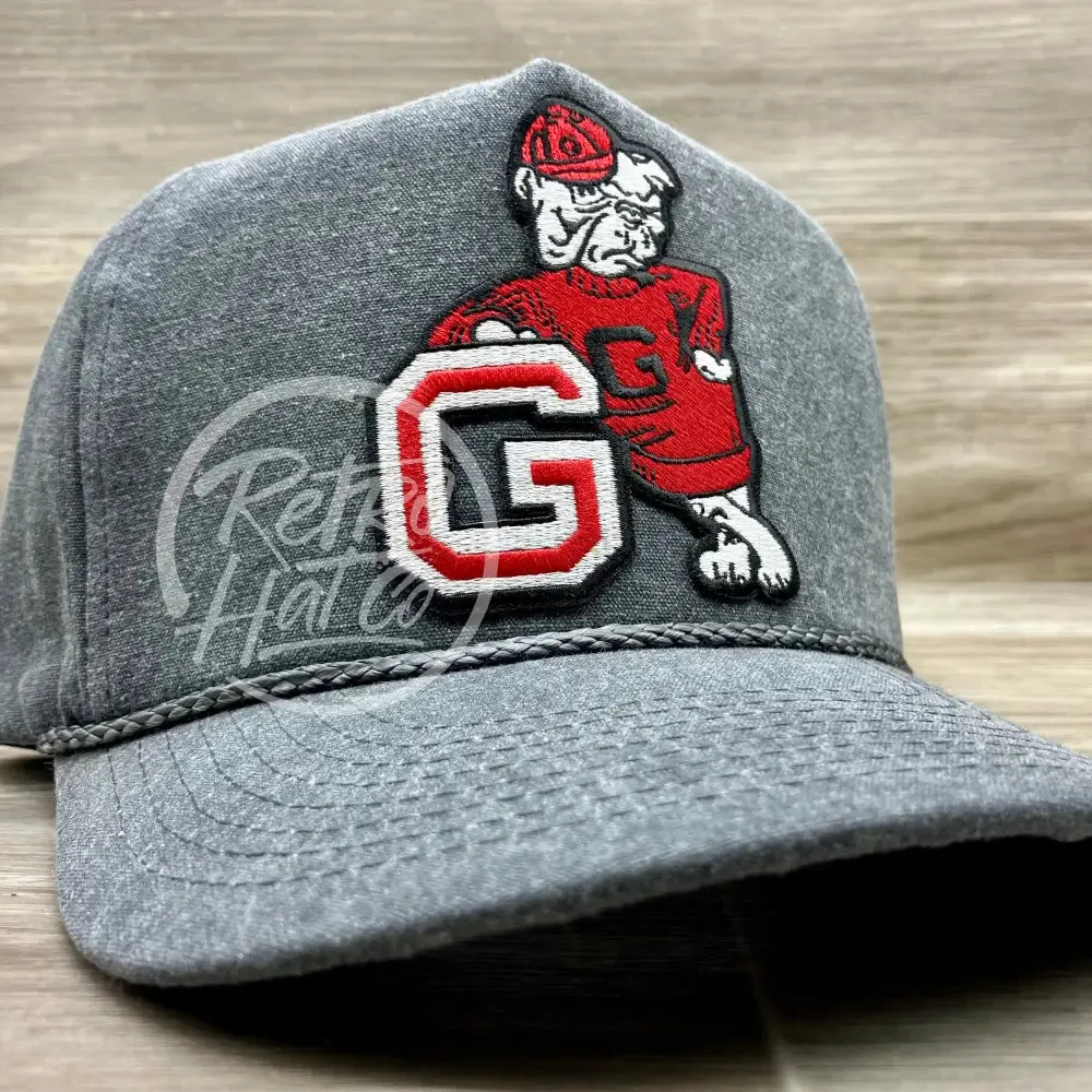 Retro Georgia Bulldogs Patch on Stonewashed Charcoal Retro Rope Hat
